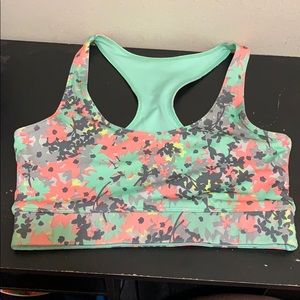 green floral sports bra reversible